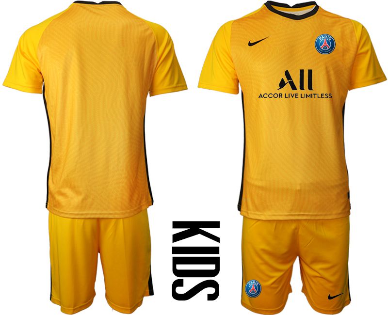 Youth 2020-2021 club Paris St German yellow goalkeeper Soccer Jerseys